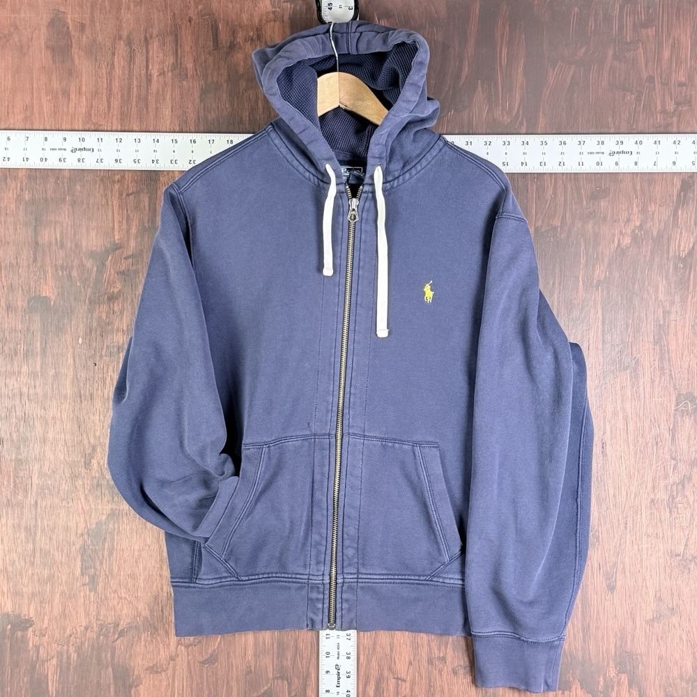 POLO RALPH LAUREN Full Zip Hoodie‎ Thermal Hood Navy Blue Men's Large Vintage